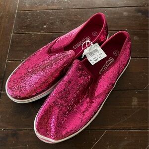 Liv and Maddie Shimmering Pink Slip-On Sneakers